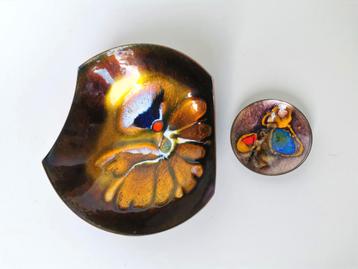 2 Laurana Rame d Arte Italy emaille schalen mid century desi beschikbaar voor biedingen