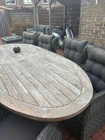 Houten tuintafel met 8 stoelen, Ophalen, Zo goed als nieuw, Ovaal, Hout