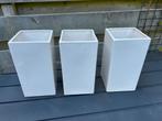 3 vierkante witte bloempotten voor binnen, Ophalen, Steen, Gebruikt, Minder dan 30 cm