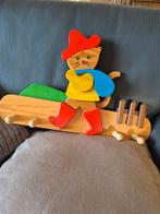 Prachtige vintage kinderkapstok gelaarsde kat hout, Antiek en Kunst, Ophalen of Verzenden