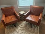 2 Cognac Leren Draaifauteuils - Prachtige Set, Huis en Inrichting, Fauteuils, Ophalen, Gebruikt, Minder dan 75 cm, Leer