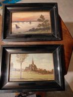 Twee schilderijtjes van P Theelen omgeving Herten 1911, Antiek en Kunst, Kunst | Schilderijen | Klassiek, Ophalen