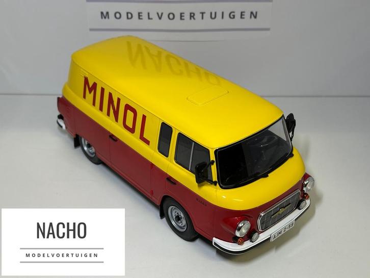 Barkas B1000 Minol | MCG | schaal 1:18 | Rood Geel busje, Hobby en Vrije tijd, Modelauto's | 1:18, Zo goed als nieuw, Overige merken
