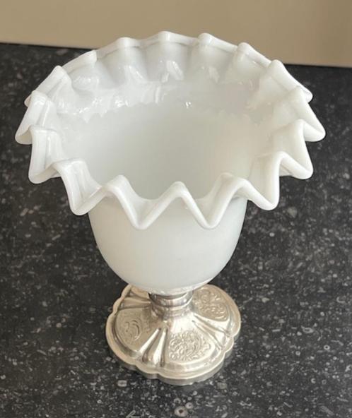 OPALINE VAASJE-  LEPELVAASJE (SIGARENVAASJE) VOET ZILVER, Antiek en Kunst, Antiek | Goud en Zilver, Zilver, Verzenden