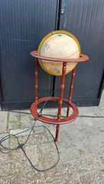 Antieke Globe Wereldbol met Lamp, Ophalen, Verlicht, Gebruikt