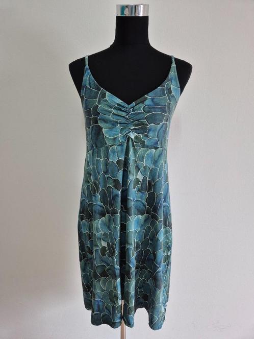 J418 - Blauwe Geisha jurk maat L (1), Kleding | Dames, Jurken, Zo goed als nieuw, Maat 38/40 (M), Blauw, Onder de knie, Ophalen of Verzenden