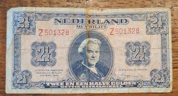 Muntbiljet 2,5 gulden 15-1d zeldzaam Z-serie Z501328 beschikbaar voor biedingen