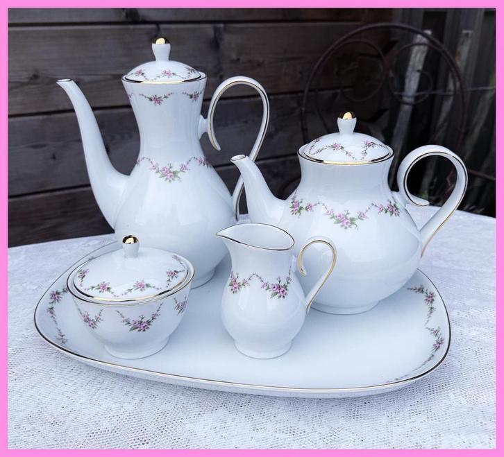 Brocante koffiepot theepot high tea servies gebakschaal, Antiek en Kunst, Antiek | Servies compleet, Ophalen of Verzenden