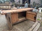 Timmermanswerkbank of industriële houten werkbank sidetable, Ophalen