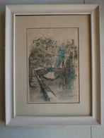 Vintage aquarel/ Jan Korthals/ Groene Reie- Brugge, Antiek en Kunst, Ophalen of Verzenden