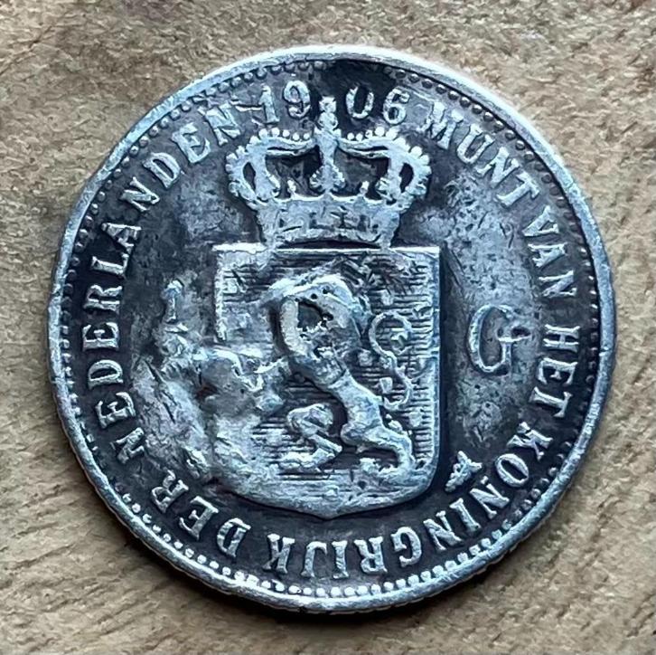 halve gulden 1906 Wilhelmina, Postzegels en Munten, Munten | Nederland, Losse munt, ½ gulden, Koningin Wilhelmina, Zilver, Ophalen