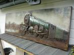 3D schilderij locomotief (metaal), Huis en Inrichting, Woonaccessoires | Schilderijen, Tekeningen en Foto's, Ophalen, Gebruikt