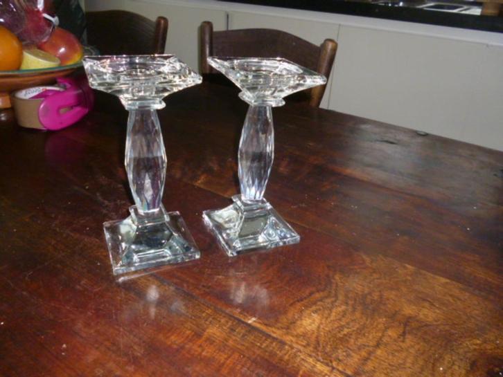 2 kristallen geslepen kandelaars multi functioneel, Antiek en Kunst, Antiek | Glas en Kristal, Ophalen of Verzenden