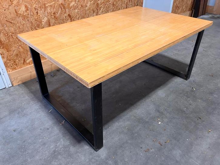 Bamboe Tafelblad op Stalen Frame - 175x108cm, Huis en Inrichting, Tafels | Eettafels, Zo goed als nieuw, 100 tot 150 cm, 150 tot 200 cm