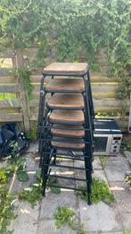 Hout/metalen design krukken, Ophalen, Zo goed als nieuw, Bruin, Hout
