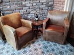 2 stoere fauteuils buffelleer, Huis en Inrichting, Fauteuils, Ophalen, Gebruikt, Minder dan 75 cm, Leer