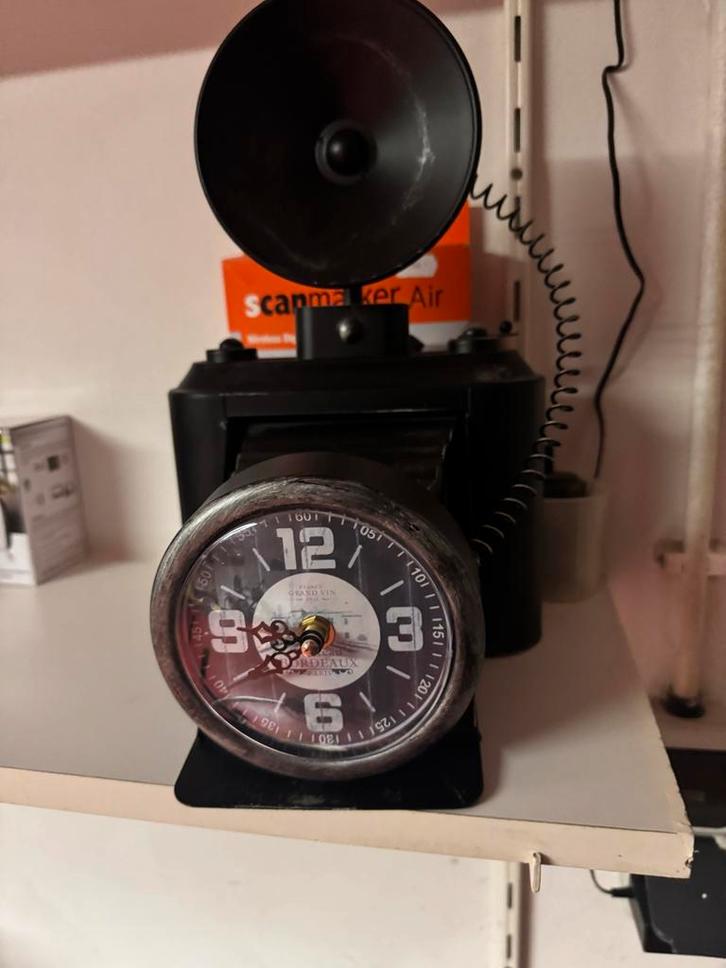 Vintage klok - Industriële Stijl, Huis en Inrichting, Lampen | Hanglampen, Gebruikt, Minder dan 50 cm, Metaal, Ophalen of Verzenden