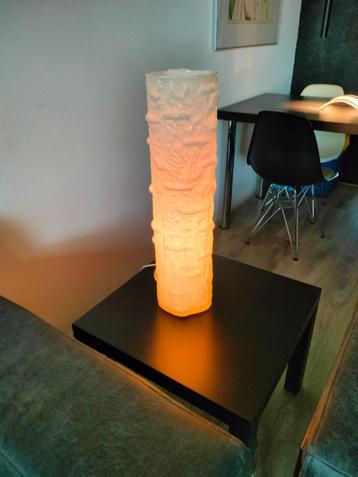 Italië Wit Iced Tafellamp Vloerlamp XXXL Opalino Rigato 1970 beschikbaar voor biedingen