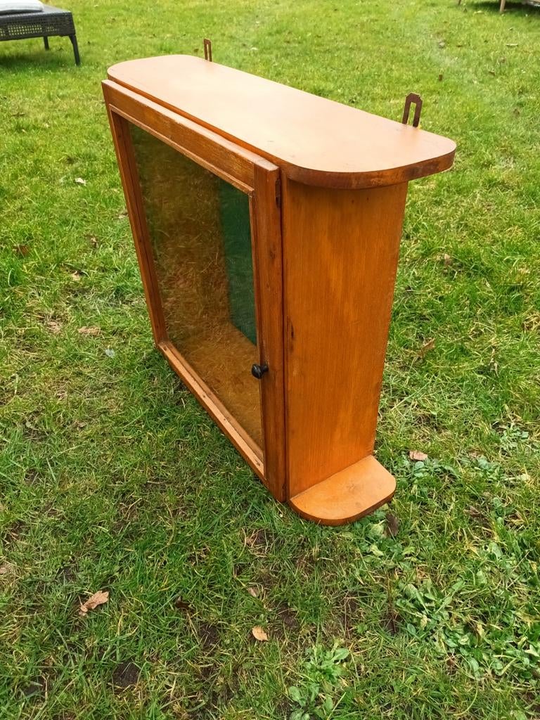 Vintage Houten Prijzenkast / Vitrinekast met Glas, Huis en Inrichting, Kasten | Vitrinekasten, Ophalen, Gebruikt, Glas, Vintage