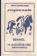 Suikerzakje Bemmel eerste Nederlandse Ponymarkt 14 aug 1961, Ophalen of Verzenden, Nederland
