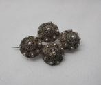 Zilveren antiek Zeeuwse knoppen broche nr.1086, Verzenden, Zilver, Broche