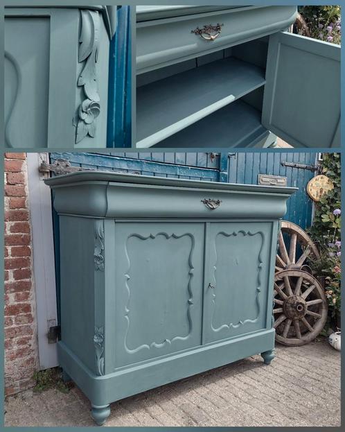 Vintage biedermeier meidenkast Frans blauw, Antiek en Kunst, Antiek | Meubels | Kasten, Ophalen