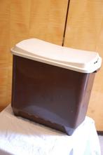 curver wasbox, vintage 60-er jaren, 47 cm hoog, bruin-ecru, Huis en Inrichting, Overige typen, Gebruikt, Bruin, Ophalen