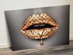 Schilderij Gouden Lippen, Ophalen of Verzenden