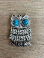 Leuke vintage uil hanger met turquoise ogen, Overige materialen, Ophalen of Verzenden, Zo goed als nieuw, Zilver