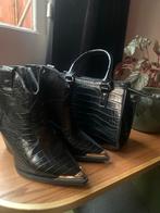 Cowboy Laarzen met bijpassende tas, Ophalen of Verzenden, Zo goed als nieuw, Zwart, Lage of Enkellaarzen