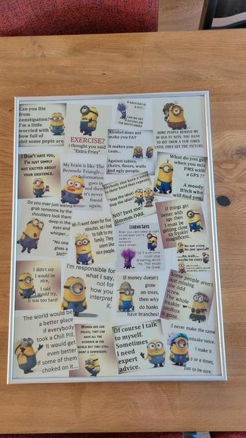 Minion Fotolijst - 70x50cm - Grappige Uitspraken! beschikbaar voor biedingen