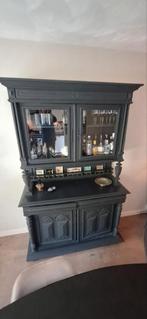 Oude vitrinekast - Zwart - Opknapper, Huis en Inrichting, Kasten | Buffetkasten, Ophalen