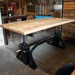 Industriele Massief houten verstelbare (sta) tafel  514, Ophalen of Verzenden, Gebruikt, Hout, 100 tot 150 cm