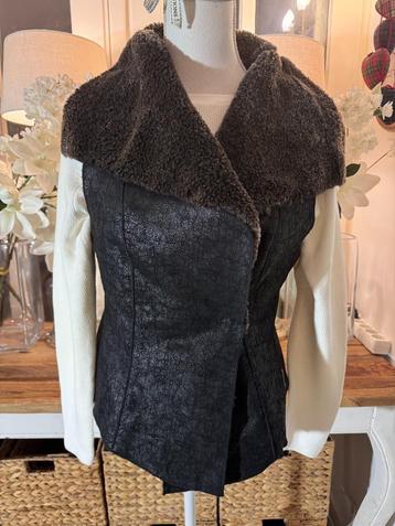 Zwart-Bruin bodywarmer Marc Cain, teddy nepbont, 36-38/nr.3, beschikbaar voor biedingen