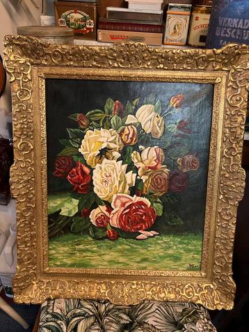 Klassiek bloemenschilderij, gesigneerd beschikbaar voor biedingen