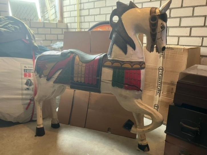Brocante houten paard kermis model mooie gebruikte staat., Antiek en Kunst, Curiosa en Brocante, Ophalen