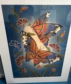 Prachtig Batik Schilderij old school vlinders, Antiek en Kunst, Ophalen