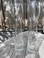 2 glazen tulpenvaasjes 30cm, Huis en Inrichting, Woonaccessoires | Vazen, Ophalen, Overige kleuren, Minder dan 50 cm, Glas