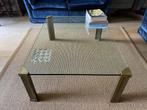Glazen salontafel met messing poten - 120x90 cm, Ophalen, Gebruikt, 100 tot 150 cm, 50 tot 100 cm