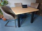 Tafel NIEUW eettafel EIKEN industrieel #WINKEL# 100x100 cm, Ophalen of Verzenden, Nieuw, Industrieel