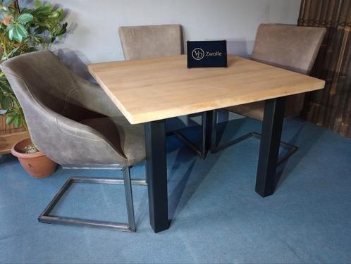 Tafel NIEUW eettafel EIKEN industrieel #WINKEL# 100x100 cm, Huis en Inrichting, Complete eetkamers, Nieuw, Ophalen of Verzenden