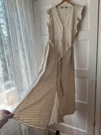 Zomerse beige zand vichy geruite maxi lange jurk Zara L 40, Maat 38/40 (M), Ophalen of Verzenden, Zo goed als nieuw, Onder de knie