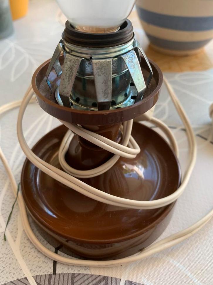 Vintage bruin sputnik lampje jaren ‘60, Huis en Inrichting, Lampen | Tafellampen, Zo goed als nieuw, Minder dan 50 cm, Glas, Ophalen of Verzenden