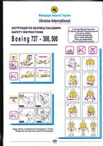 Safetycard Ukraine International Boeing 737-300, 500, Verzamelen, Luchtvaart en Vliegtuigspotten, Ophalen of Verzenden, Gebruikt