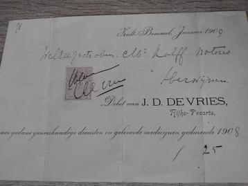  2 Oude Documenten - 1909 & 1907 beschikbaar voor biedingen