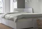 Ikea Flekke bed uitschuifbaar tot tweepersoonsbed, Huis en Inrichting, Slaapkamer | Bedden, Ophalen, Verstelbaar, Wit, Zo goed als nieuw