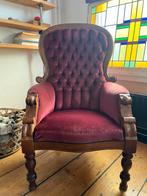 Vintage Barok Stoel Bordeaux Rood Velours Antiek, Huis en Inrichting, Fauteuils, Ophalen, Minder dan 50 cm, Gebruikt, Minder dan 75 cm