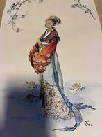 Aquarel Schilderij van een Aziatische Vrouw, Ophalen of Verzenden