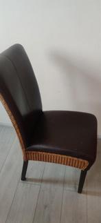 4 loom leren eetkamerstoelen, Ophalen, Gebruikt, Bruin, Leer