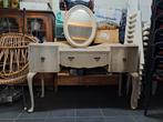 Brocante oud beige kleurige kaptafel met bijpassende spiegel, Ophalen, Gebruikt, Minder dan 150 cm, Minder dan 100 cm